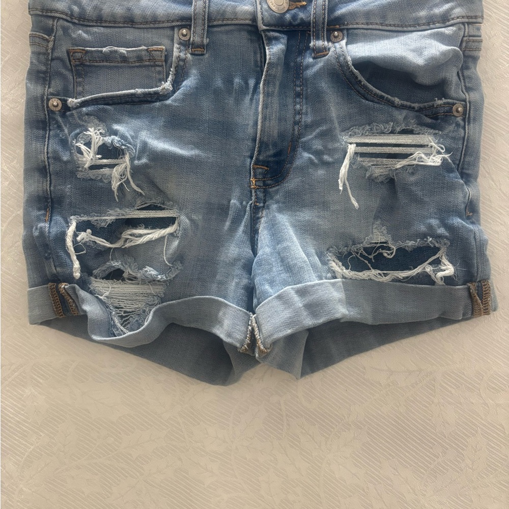 Aeropostale Light Blue Distressed Jean Shorts